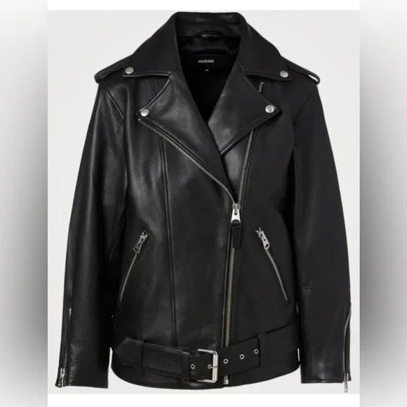 NWT Mackage Jayda Oversized 100% Cow Leather Biker Jacket $1190 Sz M - Picture 4 of 6